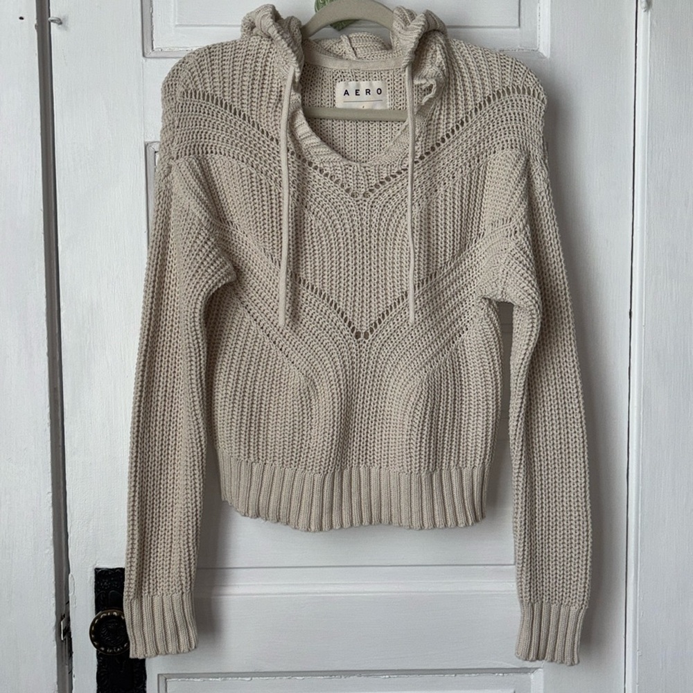 AEROPOSTALE CROPPED HOODED KNIT SWEATER